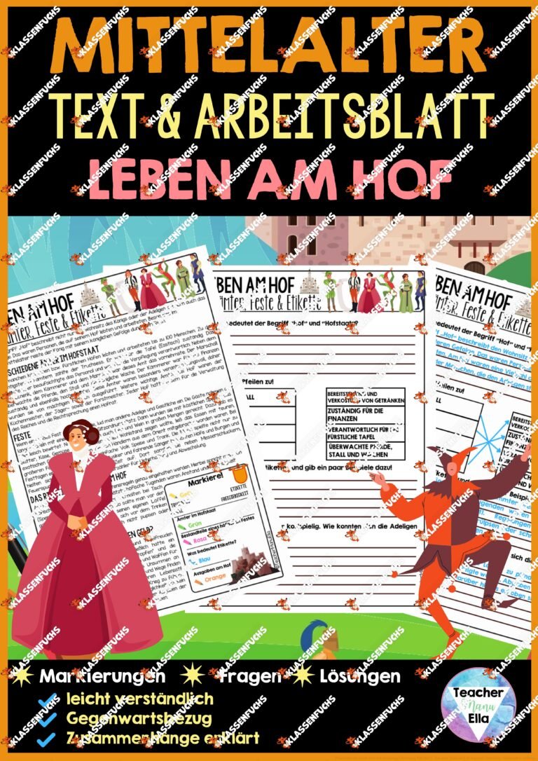 Mittelalter Arbeitsblätter | Leben am Hof | Hofämter, Feste & Etikette